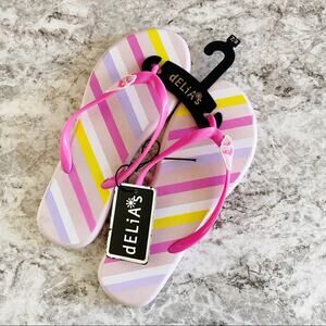 Delia's Striped Pin Yellow k Ice Cream Flip Flop Sandal NWT Size 7